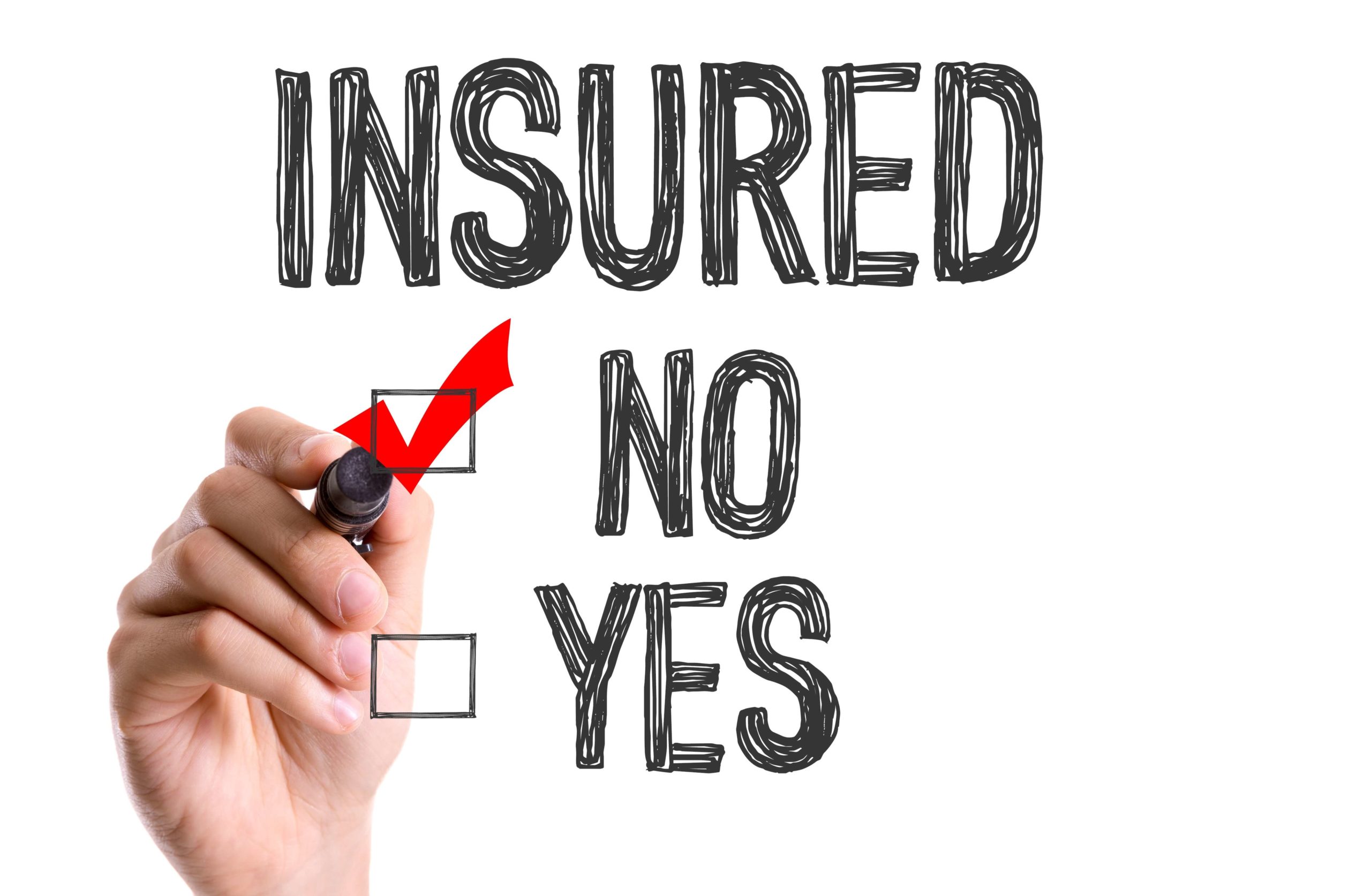 Text reads: "Insured No Yes" There is a red check by the 'No'